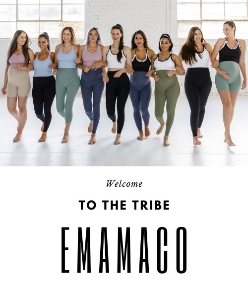 Group of women in athletic wear showcasing Emamaco Maternity Leggings Australia.