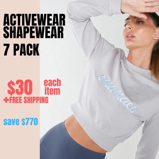 Activewear and Shapewear 7 Pack bundle advertisement $30 each with free shipping