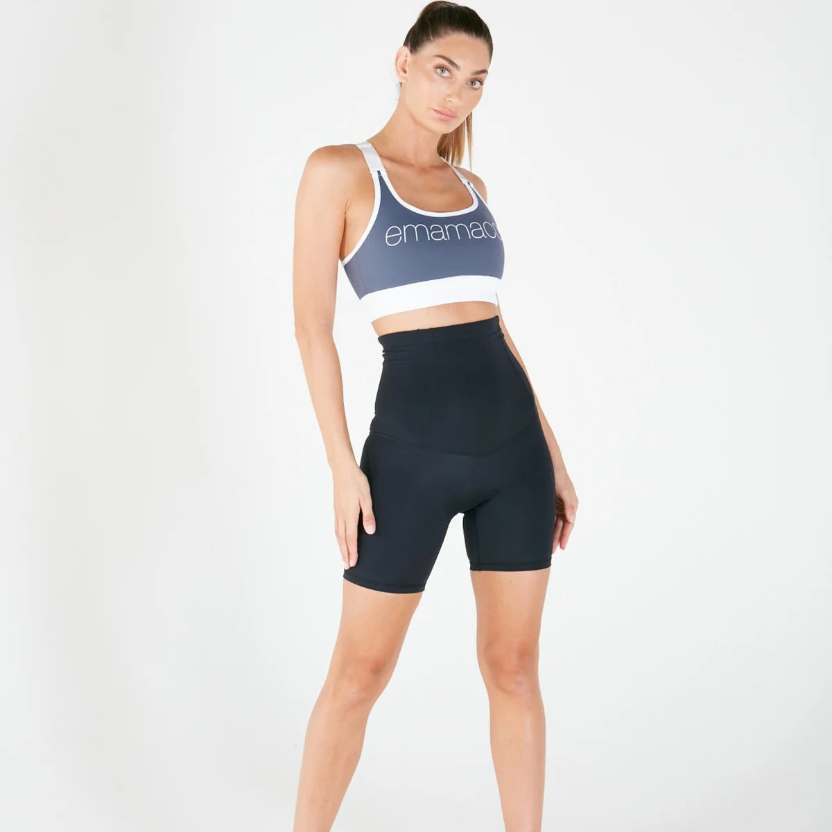 Woman in Body Shapewear Shorts, showcasing Emamaco activewear for ultimate comfort