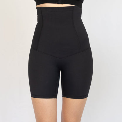 High-waisted black shapewear shorts from Introducing Emamaco with pockets for comfort