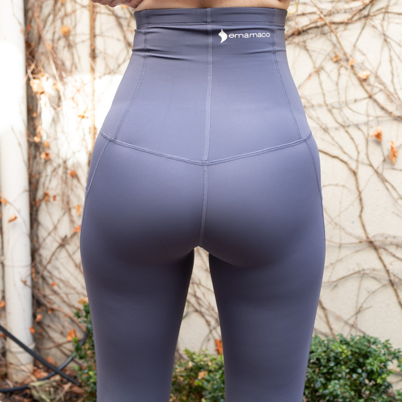 High-waisted gray athletic leggings for pregnancy recovery and post partum comfort