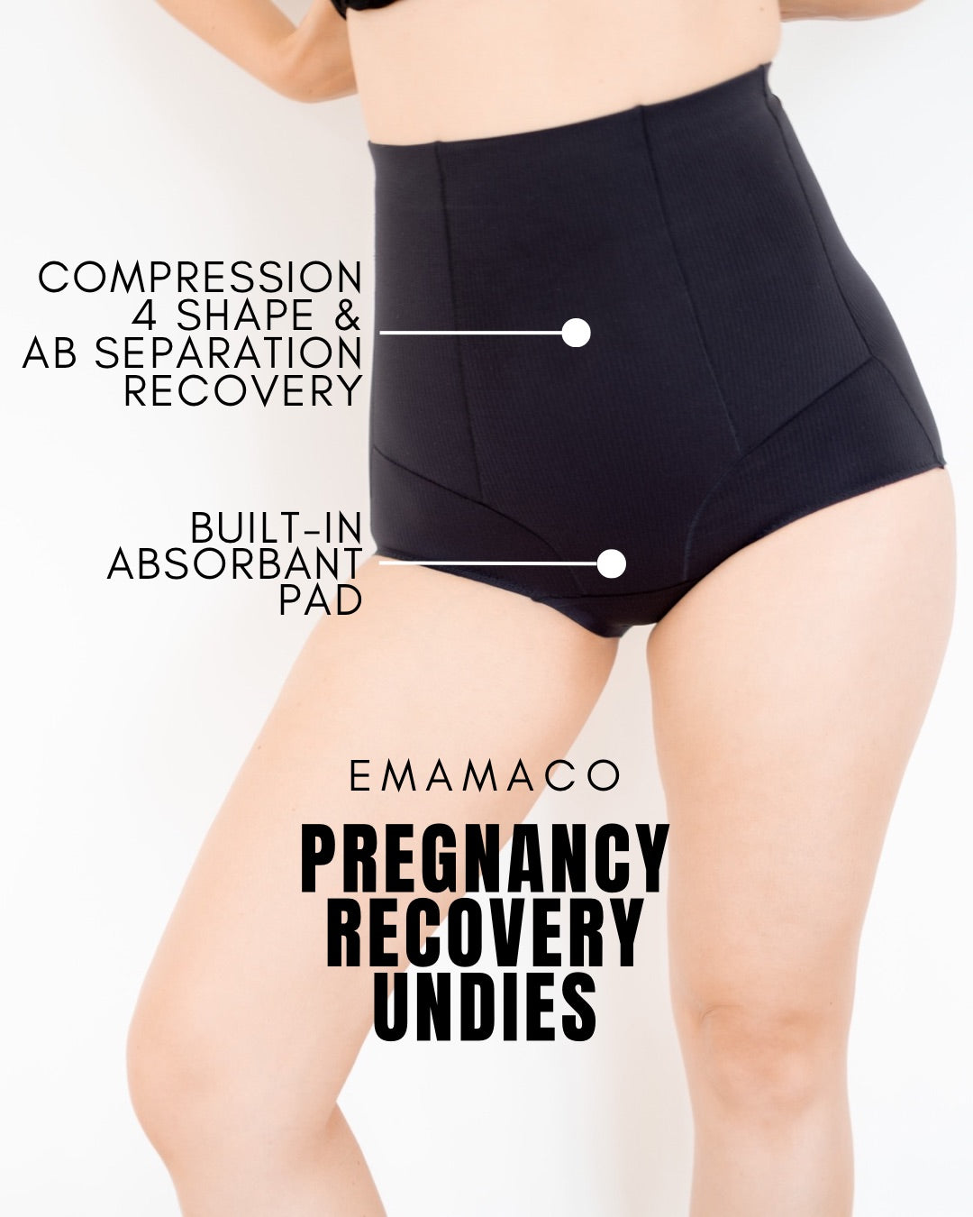 High-waisted black compression underwear for post pregnancy recovery at Pregnancy Recovery High Waist Brief