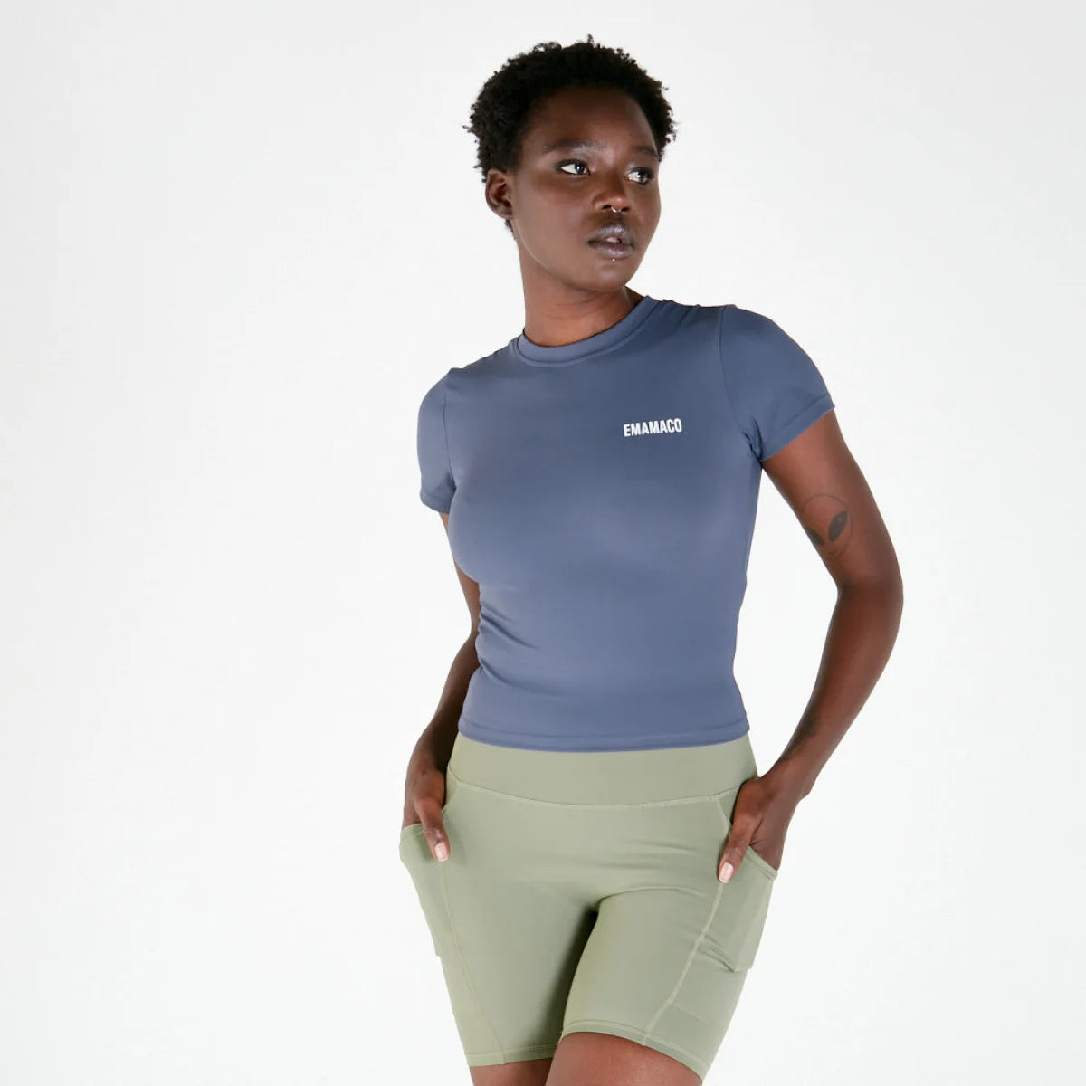 Person in TSHIRT - TWILIGHT made of supaflex material, perfect for activewear or maternity