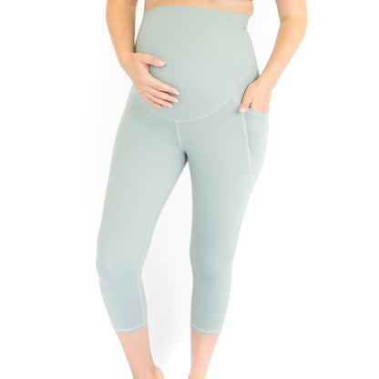 3/4 Maternity Leggings + Pockets - Spearmint- FINAL SALE ONLY