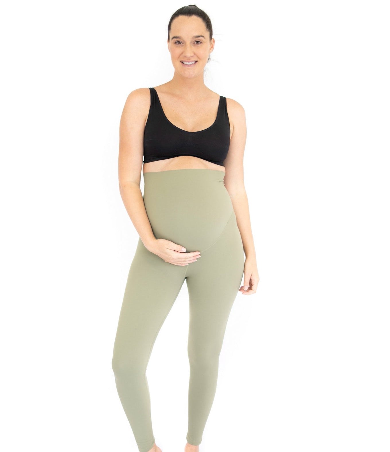 Emama Maternity Leggings with Olive Full Length